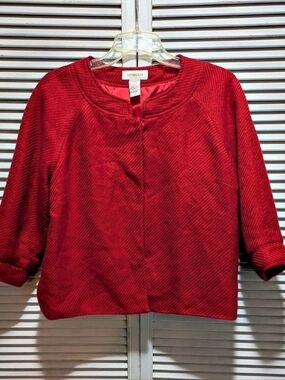 Covington Red Wool Blend Cropped Jacket Lined Boxy Coat Size L
